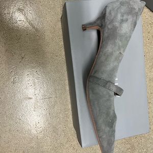 Grey suede Mary Jane 2 inch kitten heel (US 8.5).